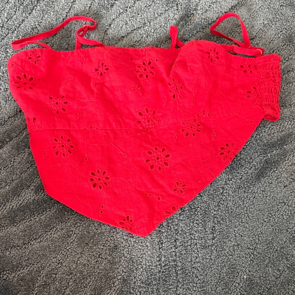 Red Eyelet Women's Top
